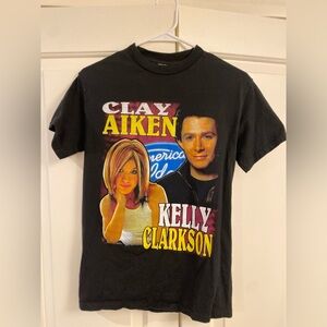 Vintage 2000s American Idol Clay Aiken Kelly Clarkson Tour Tee
